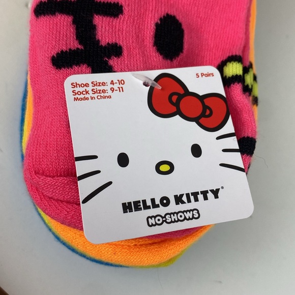 Hello Kitty no show socks set of 5 NEW Cute neon colors with Hello Kitty faces - Picture 4 of 14